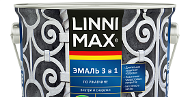 Эмаль алкидно-уретановая по ржавчине Linnimax 3 в 1 для внутренних и наружных работ, база 1